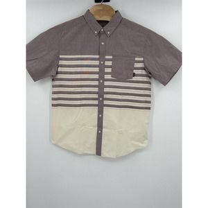 Mountain Hardwear Shirt Mens Large L‎ Purple White Striped Short Sleeve Outdoor